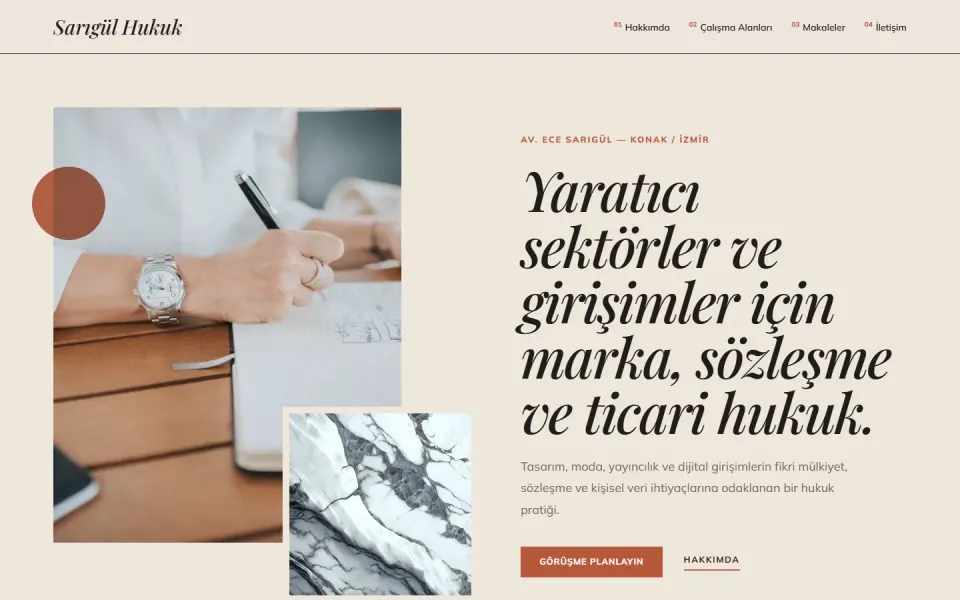 Atelier — ücretsiz avukat web sitesi tasarımı