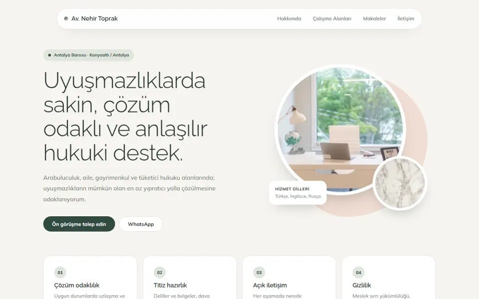 Serene — ücretsiz avukat web sitesi tasarımı